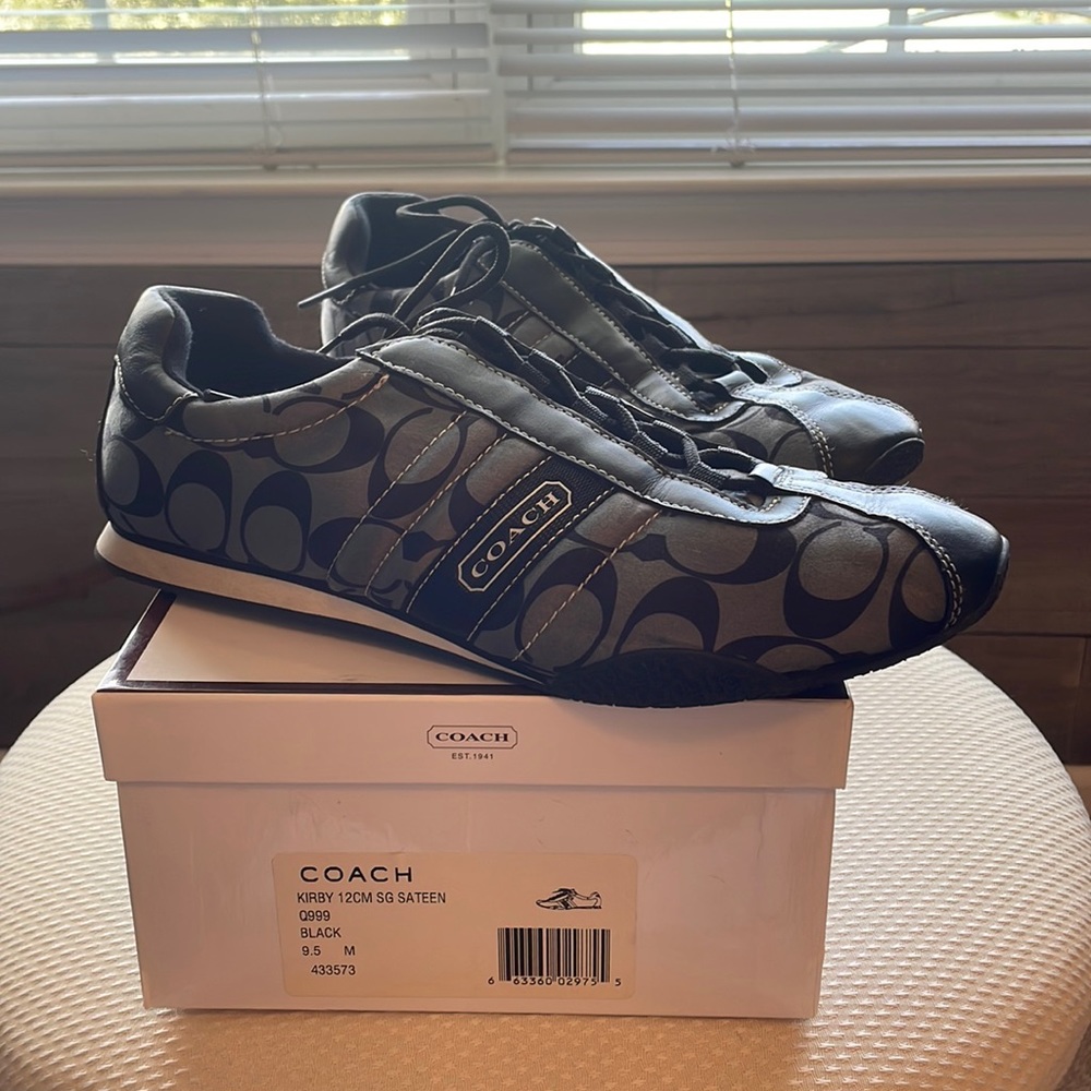 Coach size 9.5 Black Kirby 12cm SG Sateen sneakers